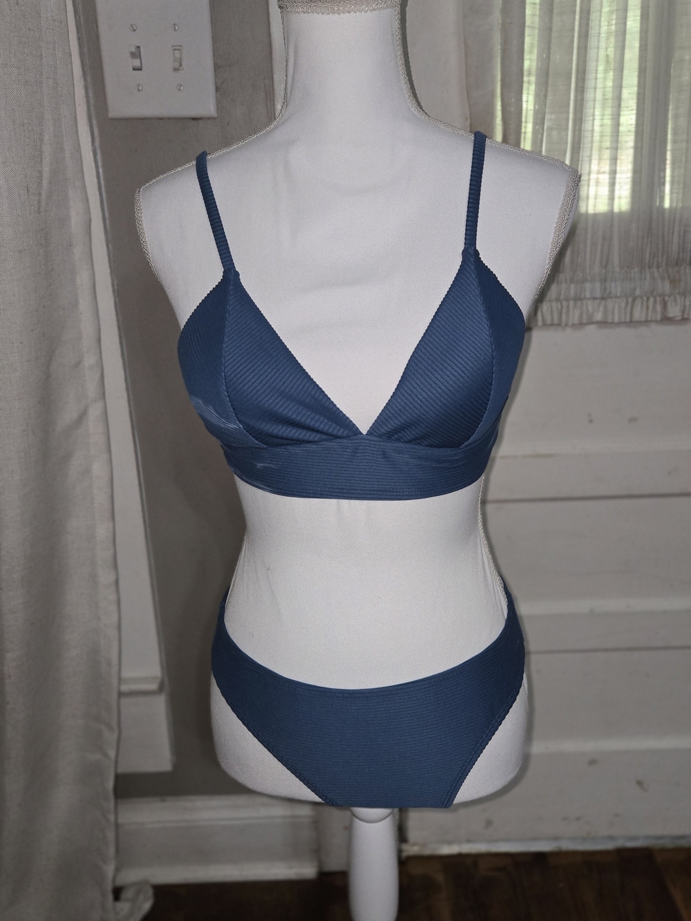 Cupshe Teal Ribbed Triangle Bikini Set - Picture 2 of 4